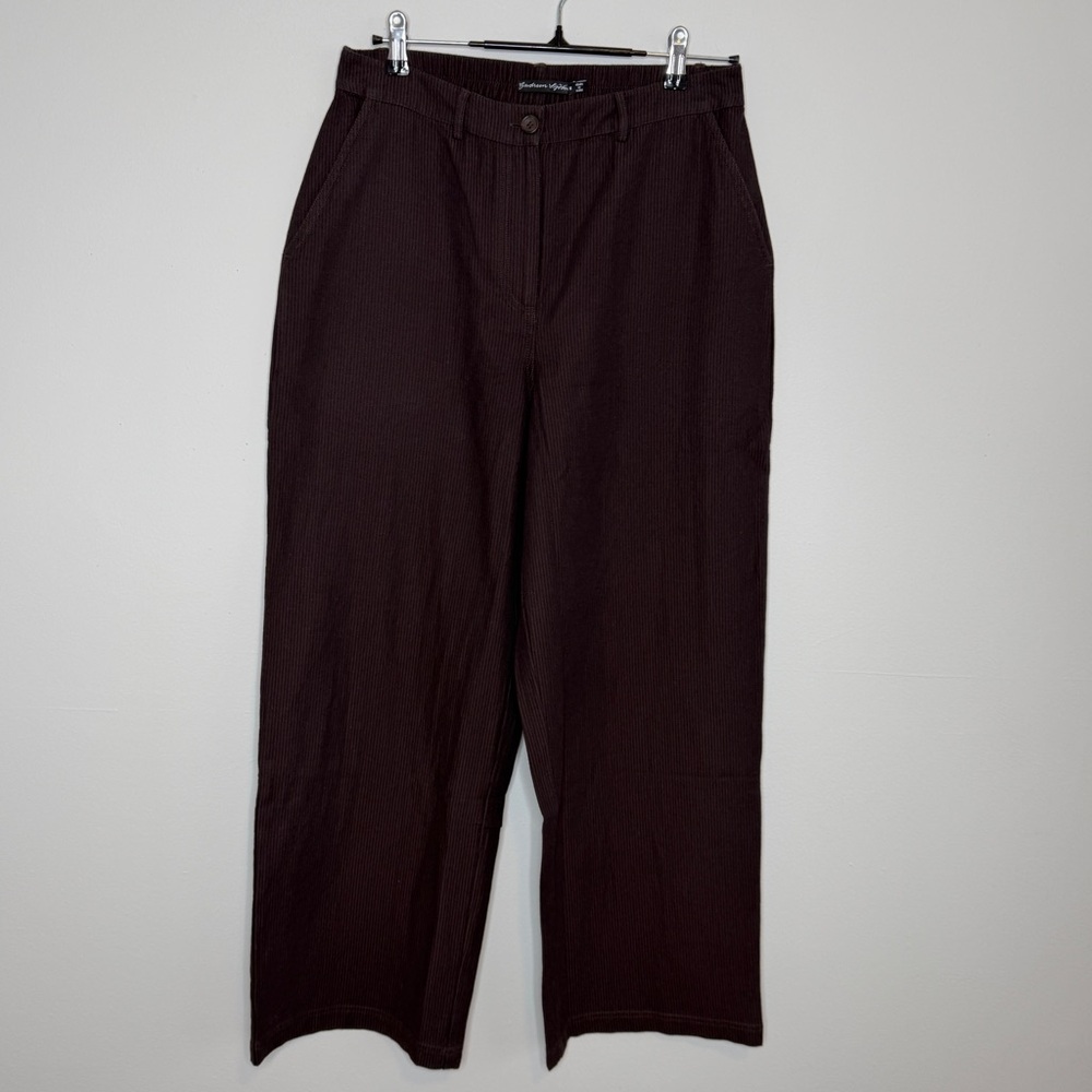 Gudrun Sjoden Brown Black Stripe Agatha Wide Leg Pants Medium Cotton Lagenlook